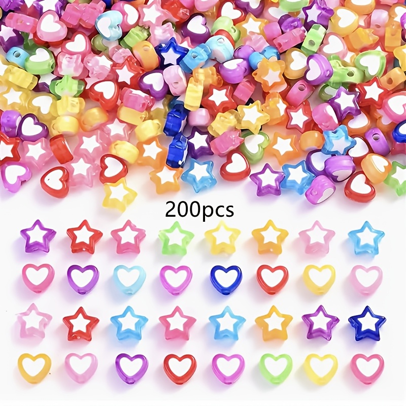 200pcs, Acrylic Heart And Star Mixed Style, For Fashionable Matching And Beads