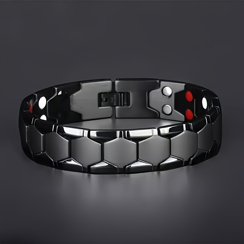 

1pc Men' Titanium Steel Bracelet, Bracelet, Waterproof, Fashion Bracelet - Ideal Father's Day Gift, Detachable Magnetic Beads Hexagonal Bracelet For Men