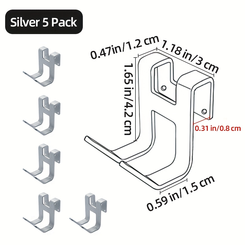 TEMU 5 Pack Non Perforated Hooks For Household Use, Strong Load-bearing Capacity, Aluminum Hooks For Bathroom Storage Rack, Hooks For Hanging Razors,