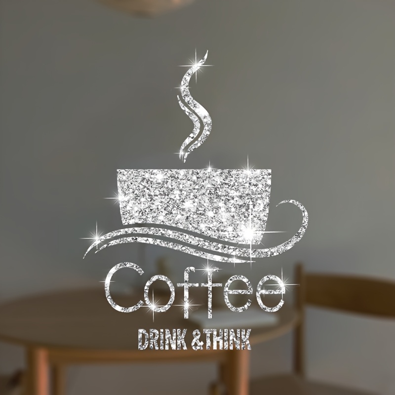 Shiny Coffee Cup Wall Sticker - Kitchen And Home Decor Decal, Suitable For Mirrors, Refrigerators, Dining Rooms, Shops, And Bars