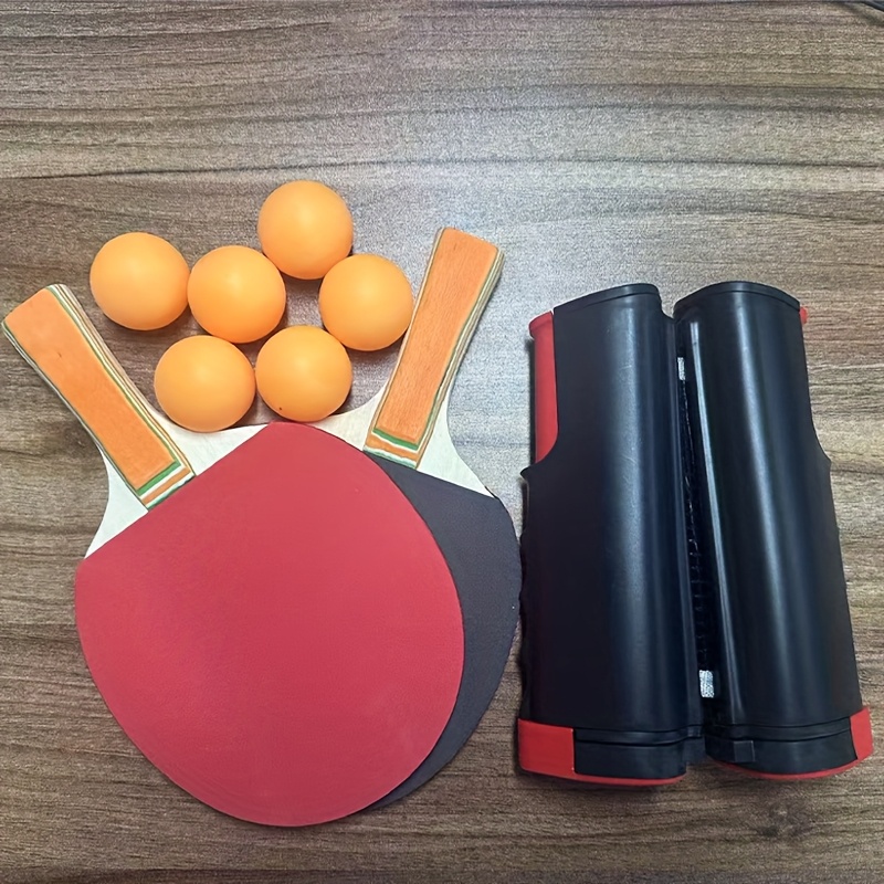 TEMU Portable Table Tennis Training Set, Including Retractable Net, 2 Rackets, And 6 Balls, A Versatile Table Tennis Training Tool For Indoor And