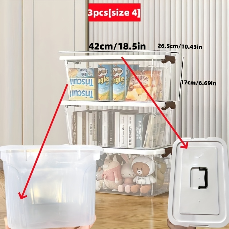Image of 3pcs Stackable Storage Bins Set - 5 Sizes For Study/garage/kitchen/bathroom/home, Under-bed Storage