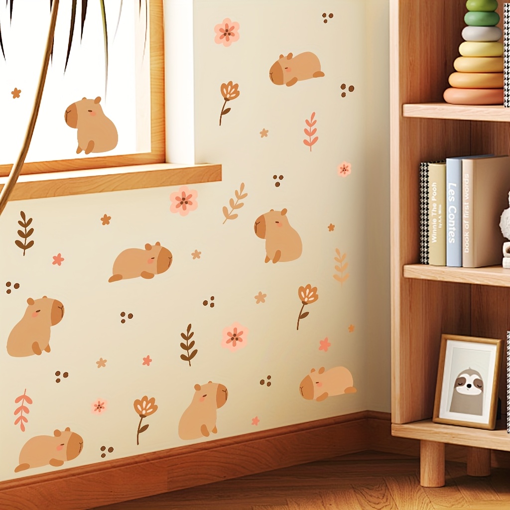 1pc Of Capybara Animal Wall Sticker, Suitable For Living Room, Bedroom, And Other Accent Walls, As Well As Cabinets