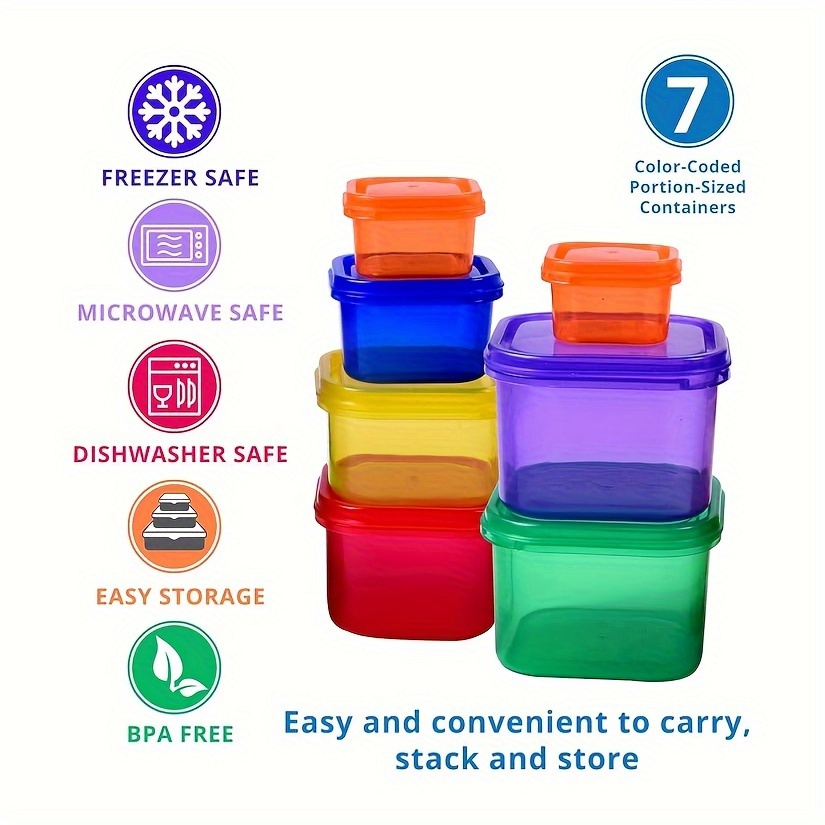 

7pcs, 21 Day Fix Portion Control Containers Set, Microwave Safe, Food Storage And Meal Prep Containers, Home Kitchen Accessories