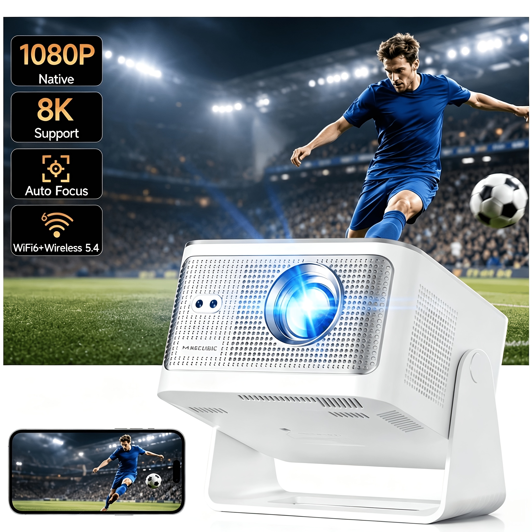 TEMU Projecteur intelligent Magcubic HY350MAX 14 avec de projection court de 1.0:1, 1100ANSI local, support 8K 1080, automatique et correction de