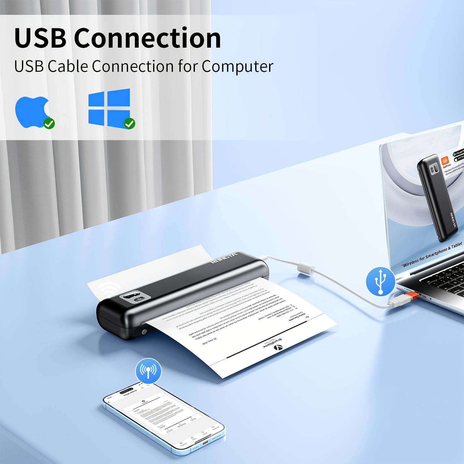   f82a wireless a4   inkless compatible with phone   laptop for home office and travel use   1 roll of paper Product details 4