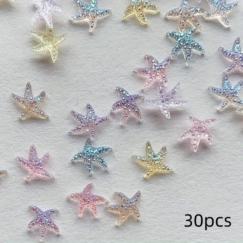 Image of 0.31inch Cute Mini Starfish Resin Crafts Flat Back Embellishments Jewelry Making Hair Additions, Mini Nail Resin Jewelry Additions Small Additions