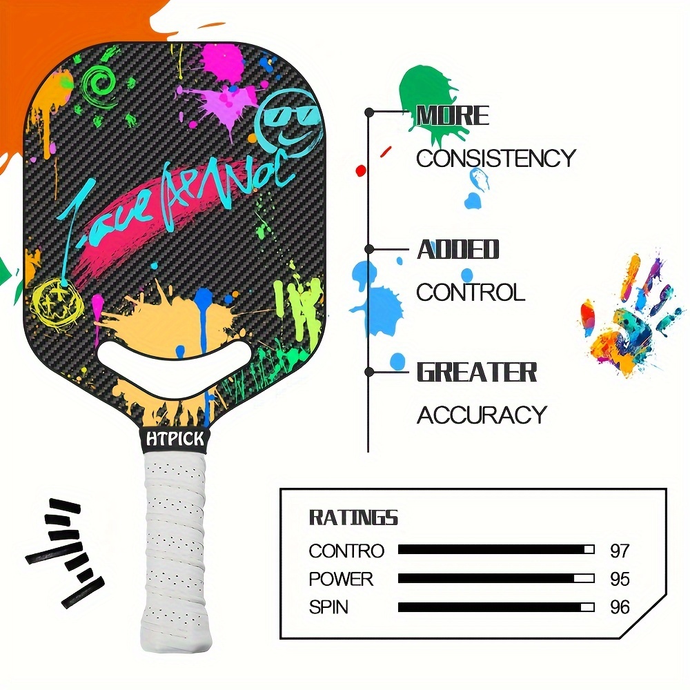 3K Textured Carbon Sand Surface With Air Throat Carbon Fiber Pick Racket, Heat Molded Pick Racket, Add Power And Control, 14 Mm Polypropylene Honeycomb Core