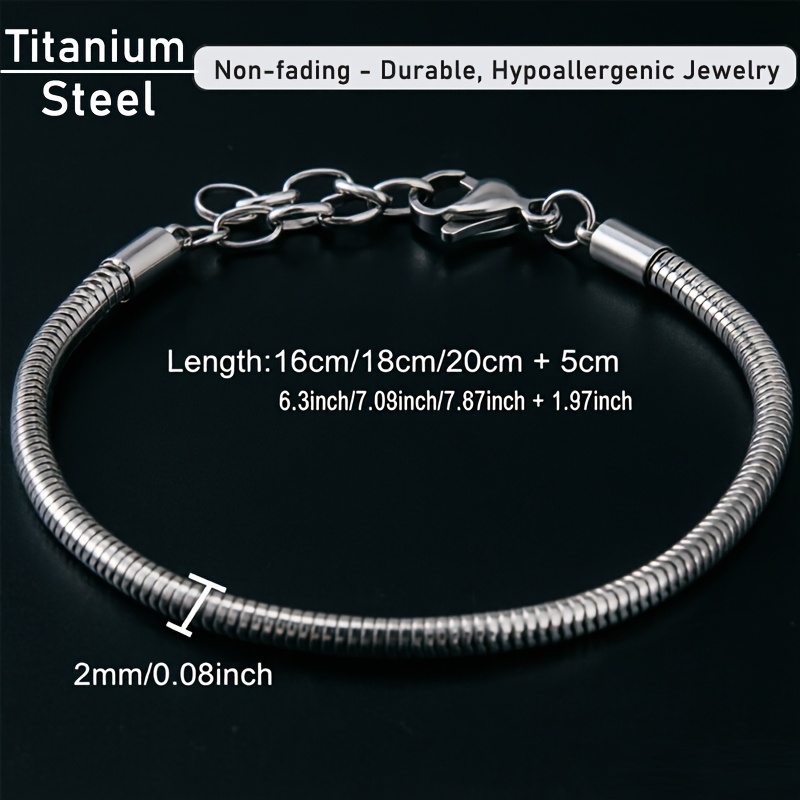 Unisex Minimalist Solid Snake Chain Bracelet with Extended Chain