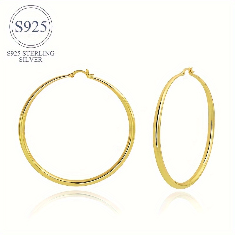 

Sterling 925 Silver Hypoallergenic Hoop Earrings Retro Simple Style Daily Wear Accessories Trendy Female Gift