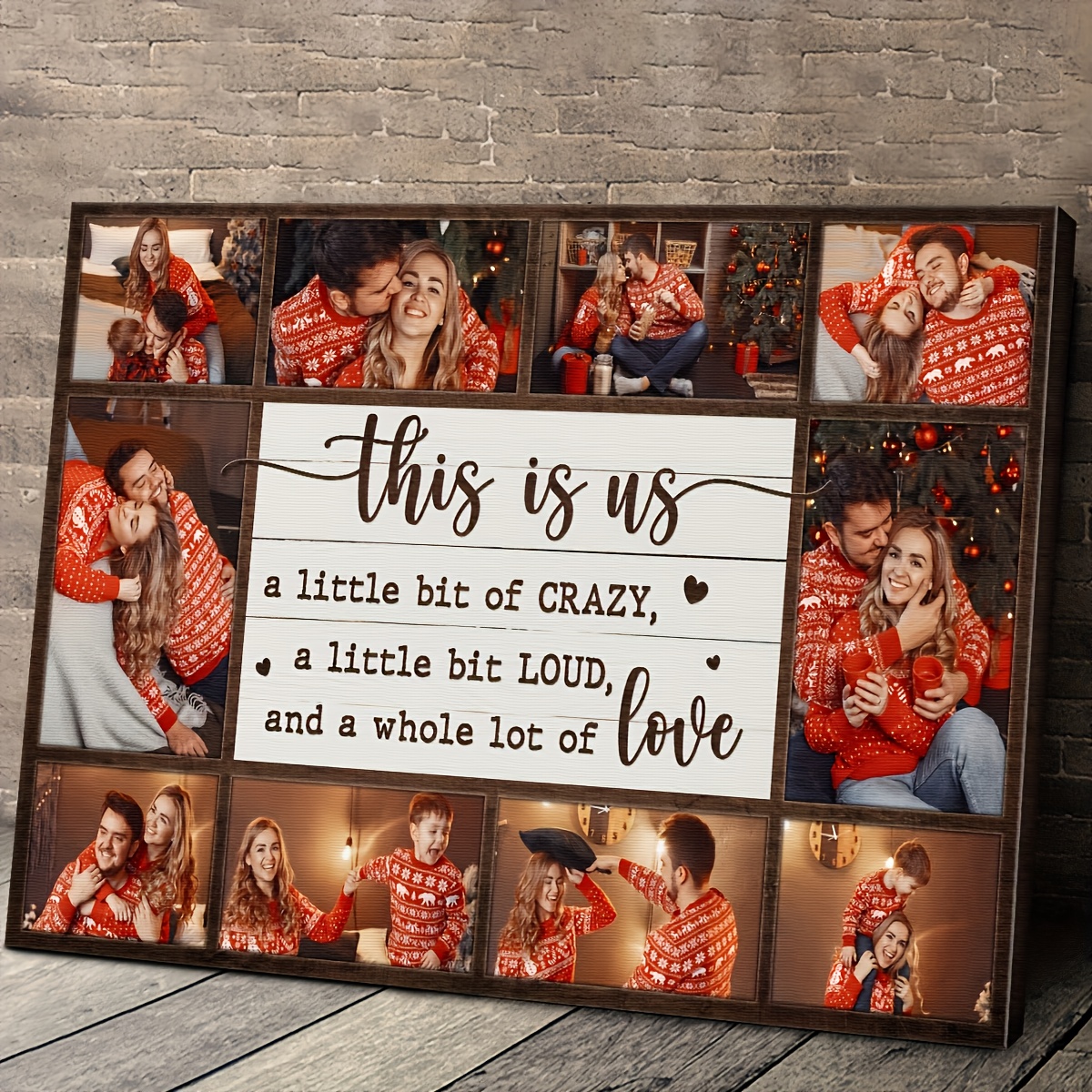 TEMU [customized] 1pc, 10-grid Canvas Paintings, Our "personalized Family Photo Canvas Wall Art - Customized Framed Home Decor With Inspirational