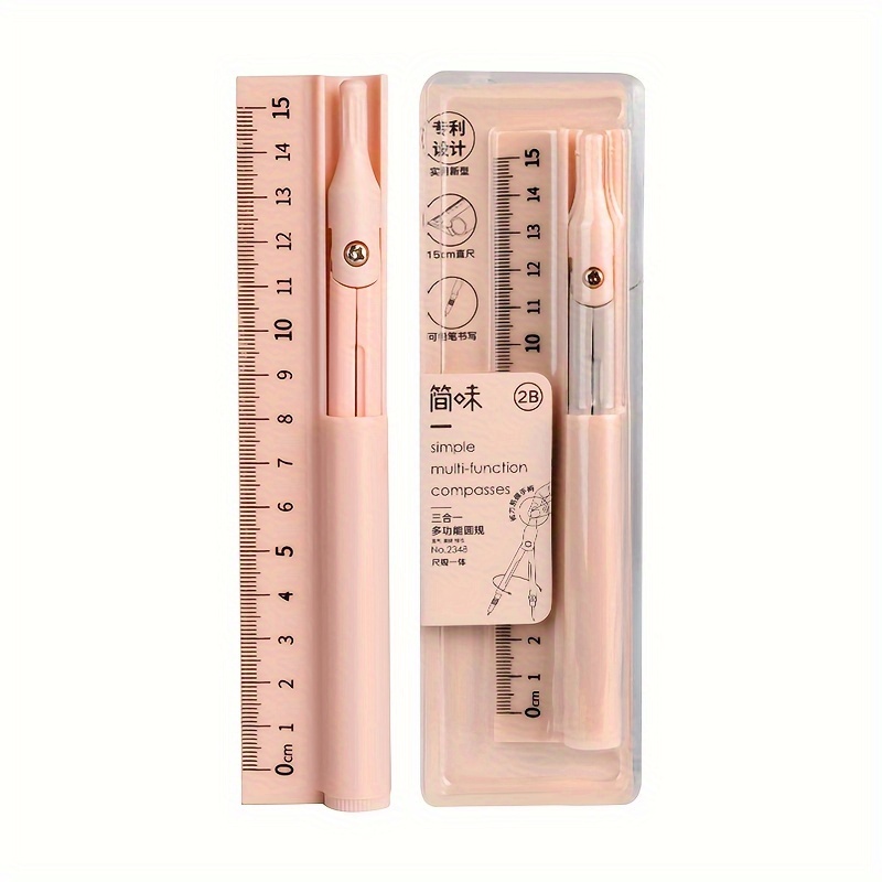 TEMU 다기능 나침반 및 자 세트 - 학교, 사무실 및 예술 프로젝트에 이상적인 슬림한 단색