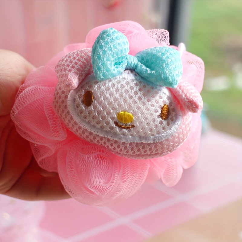 For Hello Kitty & For My Melody Bathroom Sponges - Soft Shower Scrubbers With Cute Plush Design, Durable And Lightweight Bath Poufs For Cleaning, Shower Accessories