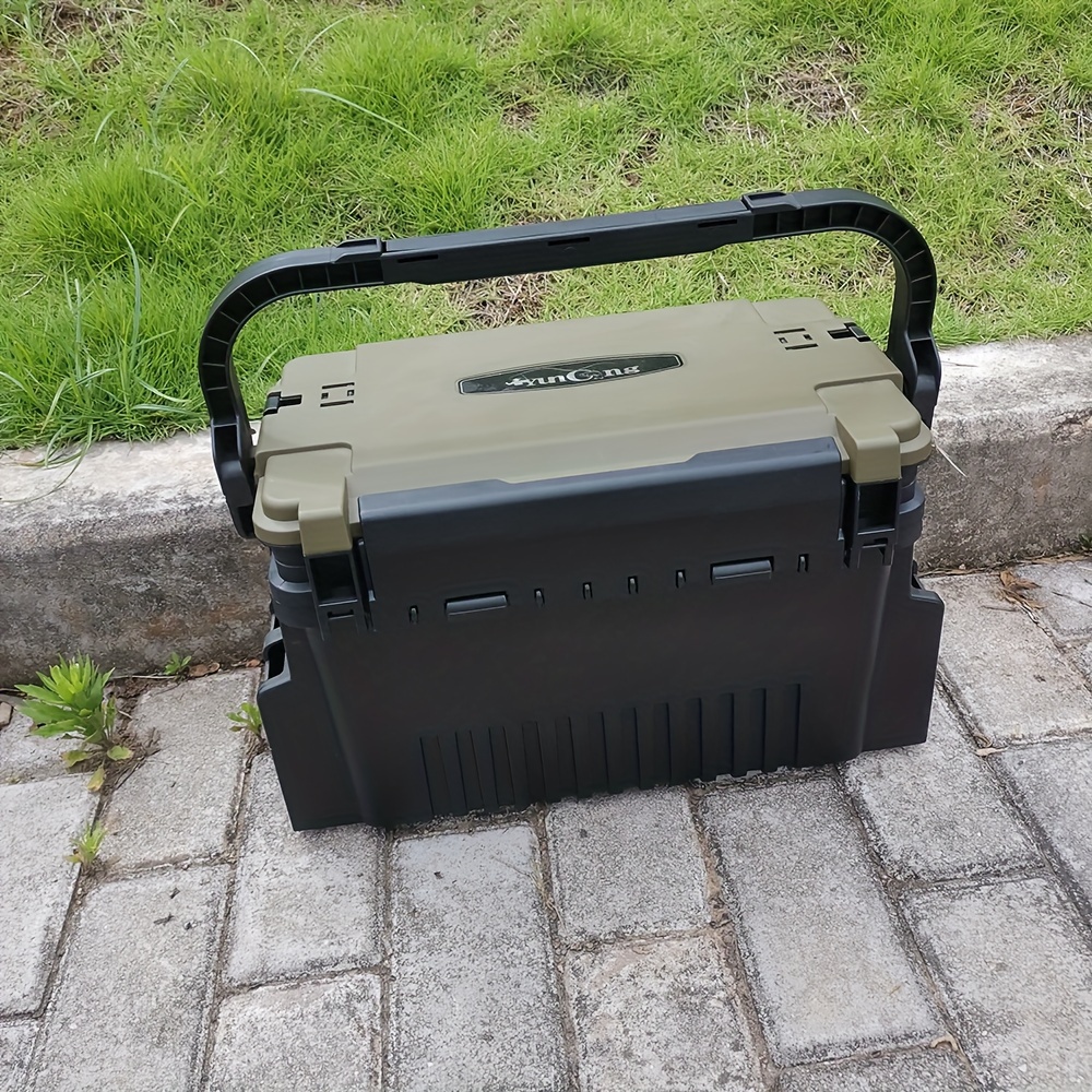 

Large Capacity Double-layer Fishing Tackle Box With Adjustable Dividers, Portable And Backpack-compatible, Waterproof Pp Material In - Ideal For Camping And Father's Day