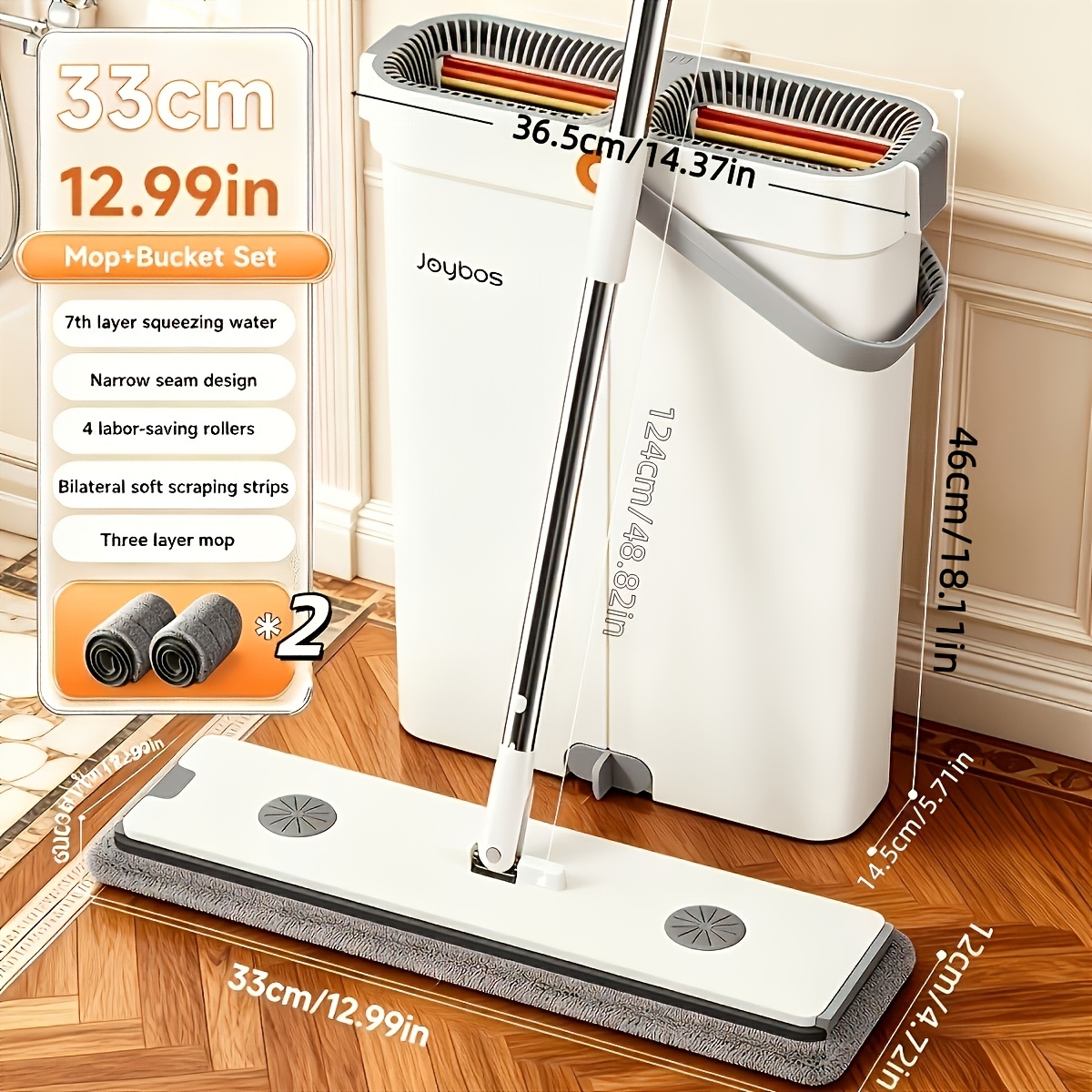 Image of Upgraded Tablet Mop And Bucket Set, No-wash, Wet And Dry Mop, With 2-6 Washable And Reusable Microfiber Cloths, For Cleaning Floors, Patios, Bathrooms, Essential Cleaning Supplies And Tools