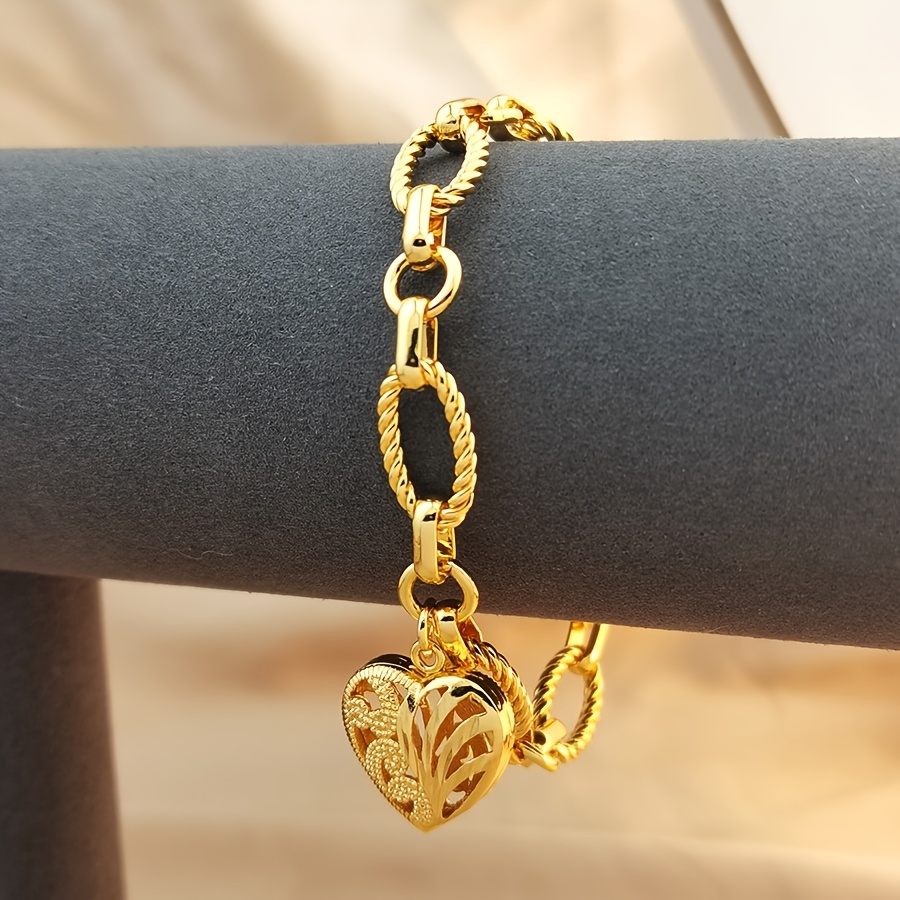 TEMU 1 Bracelet pour femme tendance et , style bohème, de cœur, avec chaîne Figaro superposée et pince à papier, idéal pour les fêtes d'anniversaire,
