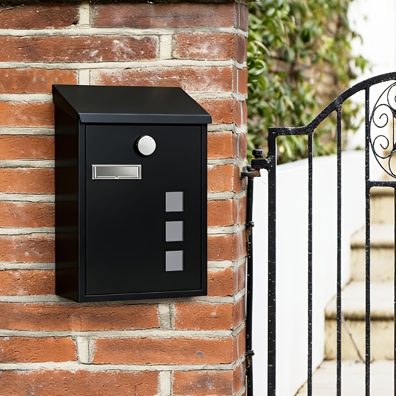 Gazechimp Wall Mounted Mailbox With Lock – Large Capacity Black Iron Letter Drop Box For Outside House, Porch Or Office