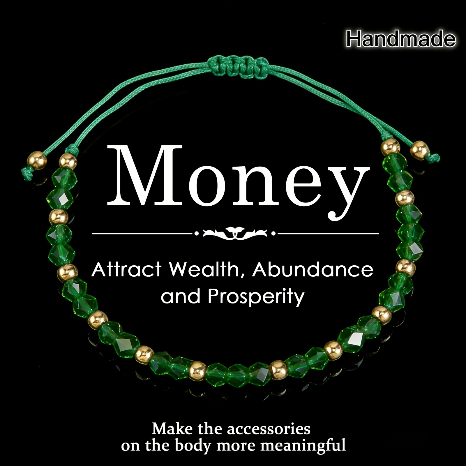 TEMU 1/2/4pcs Pulsera Bohemia Minimalista de Cristal Natural /Verde/Azul Tejida a para Mujer - de Dinero, , Pulsera de Pareja, Ideal para Uso Diario,