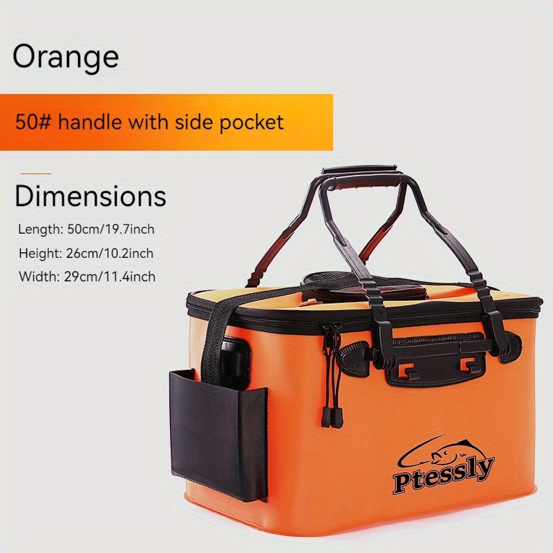 TEMU Portable Eva Fishing Bag, Collapsible Fishing Bucket, Live Fish Box, Camping Water Container, Fishing Tackle Storage Bag, Multi-functional