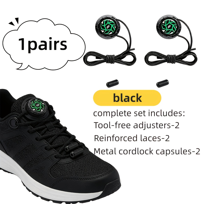 TEMU 1-pair Rotating No-tie Shoelaces, System - Upgraded Reinforced Design - Quickly Adjust Shoelace Tightness, One-second Wear And Removal, Durable