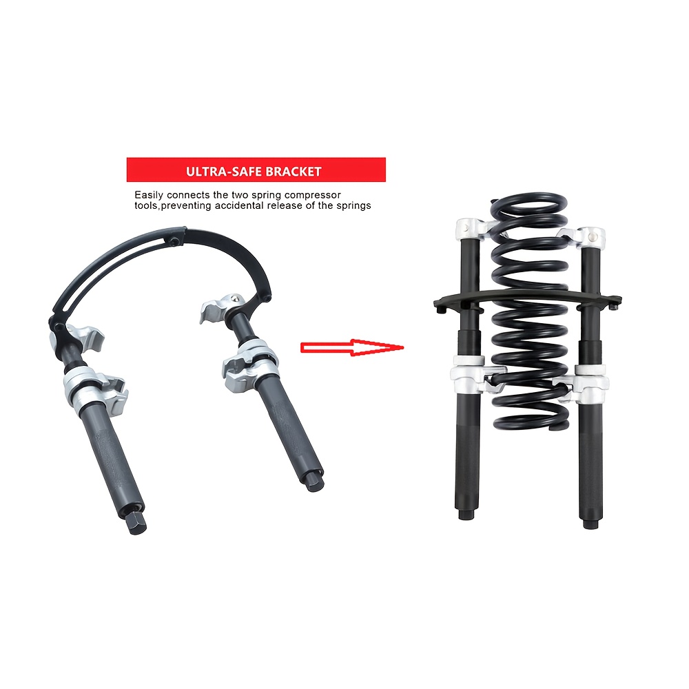 Heavy Duty Coil Spring Compressor Tool Set with Safety Bracket