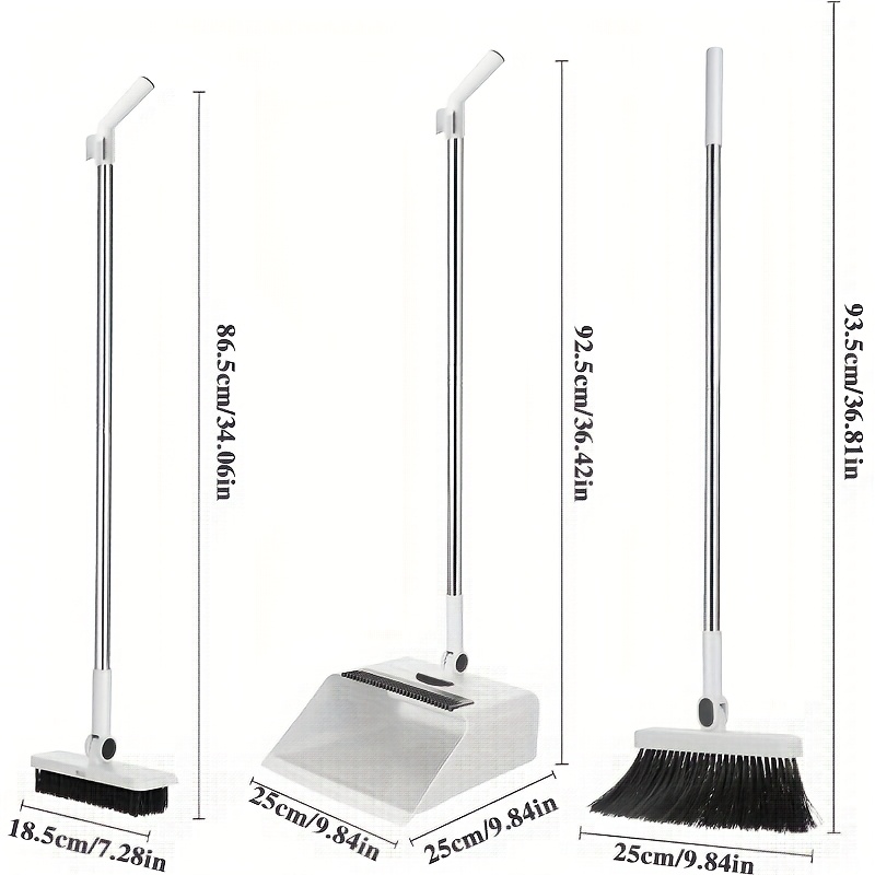 [3 in 1 broom mop] 3 in 1 foldable broom with dustpan combo set&floor brush | household cleaning tool set, outdoor broom,   cleaning, flexible design,   removal, dorm room essentials,   for home and office cleaning 2025 Product details 1
