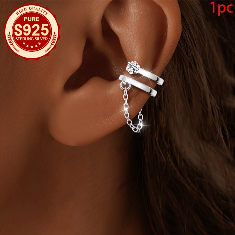 Women's Polished Double-layer Chain Clip-on Earrings