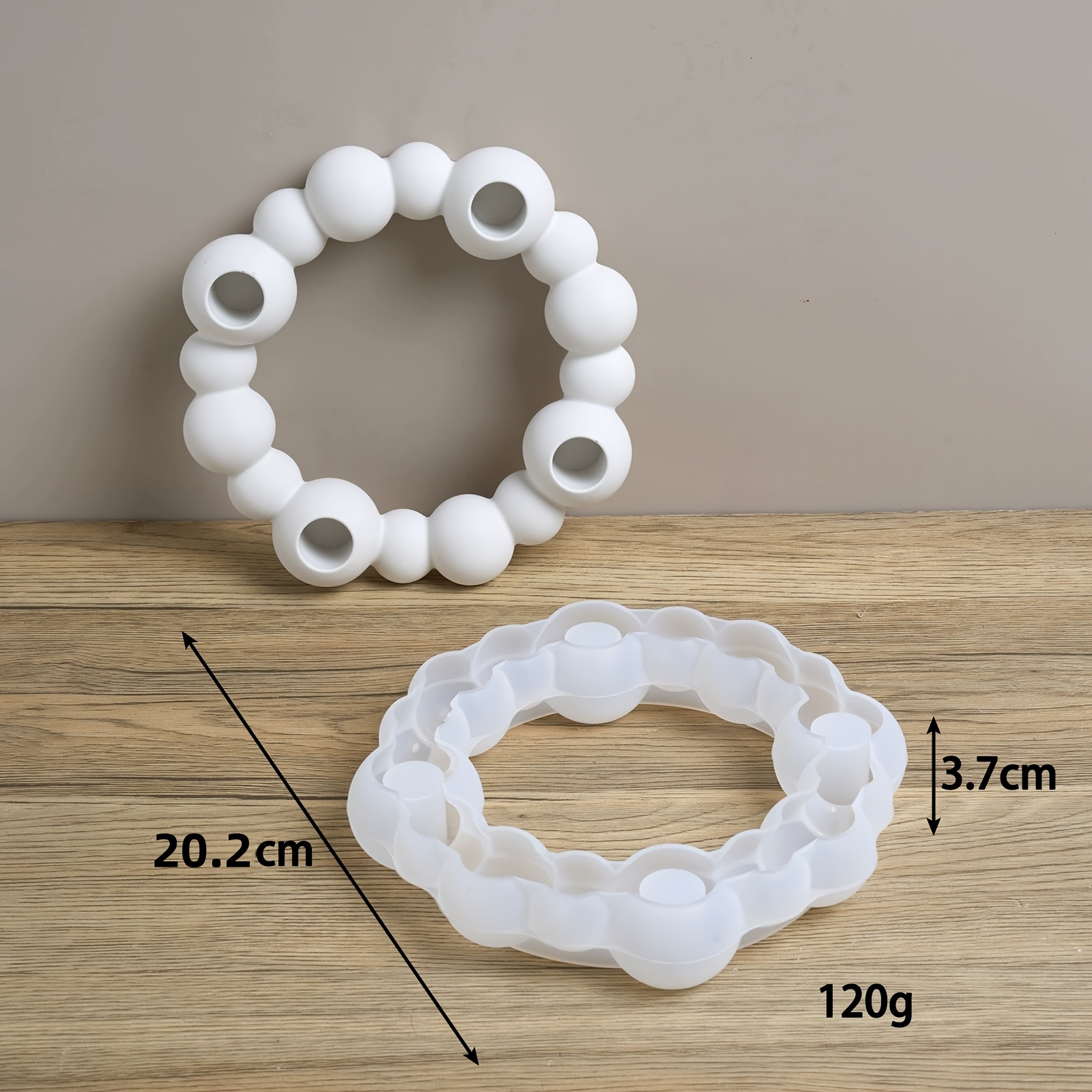 Image of Beaded Candle Holder Silicone Mold, Beaded Design, Resin Casting, Fragrance Home Decor, Creative Beaded Foam Concrete Mold, Clay Gypsum Craft Production (2 Sizes )