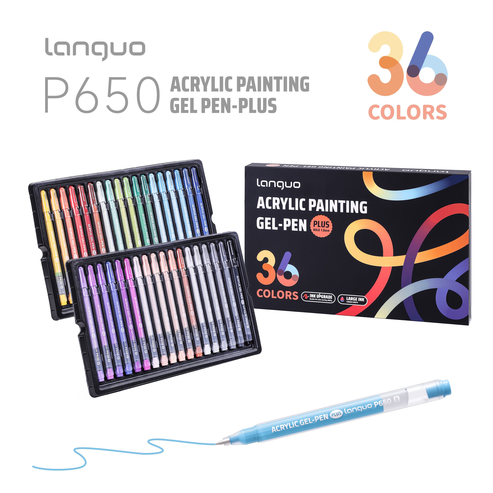 TEMU Stylos Roller à encre liquide 12/ 36/ 54/ 72/ 90, Stylo de couleur 1 mm à grande capacité, Forte capacité de permettant la peinture en couches,
