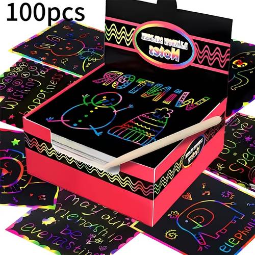 100 sheets per box with stylus pens ow sc tch reveal art c ft kit neon colors black cards for diy creative d wing use vib nt colors to hidden designs