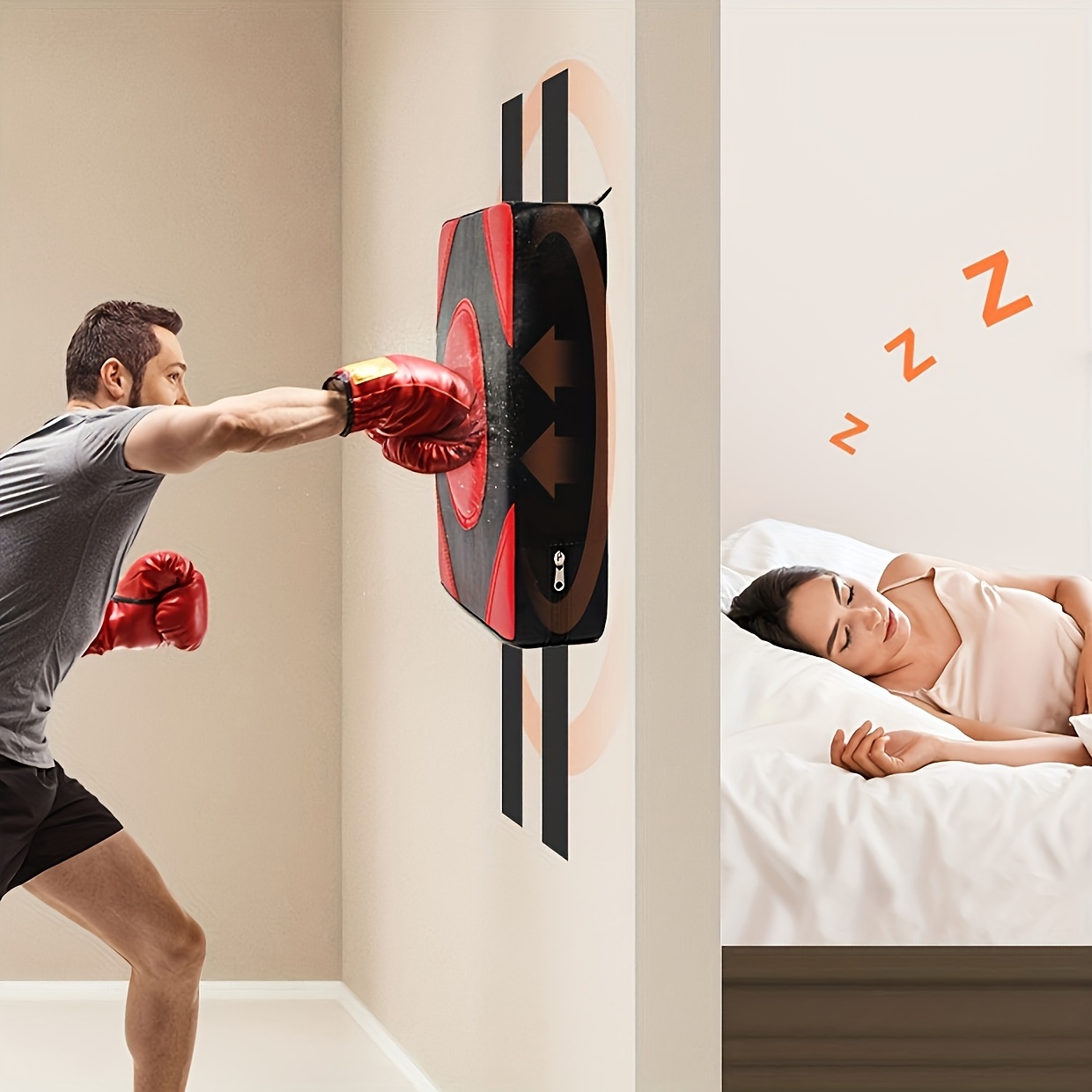 

Cible de Boxe Murale Silencieuse - Sac de PU Rouge & Noir pour Maison & Entraînement, Pas d'Électricité - pour les Entraînements en Intérieur & la Détente