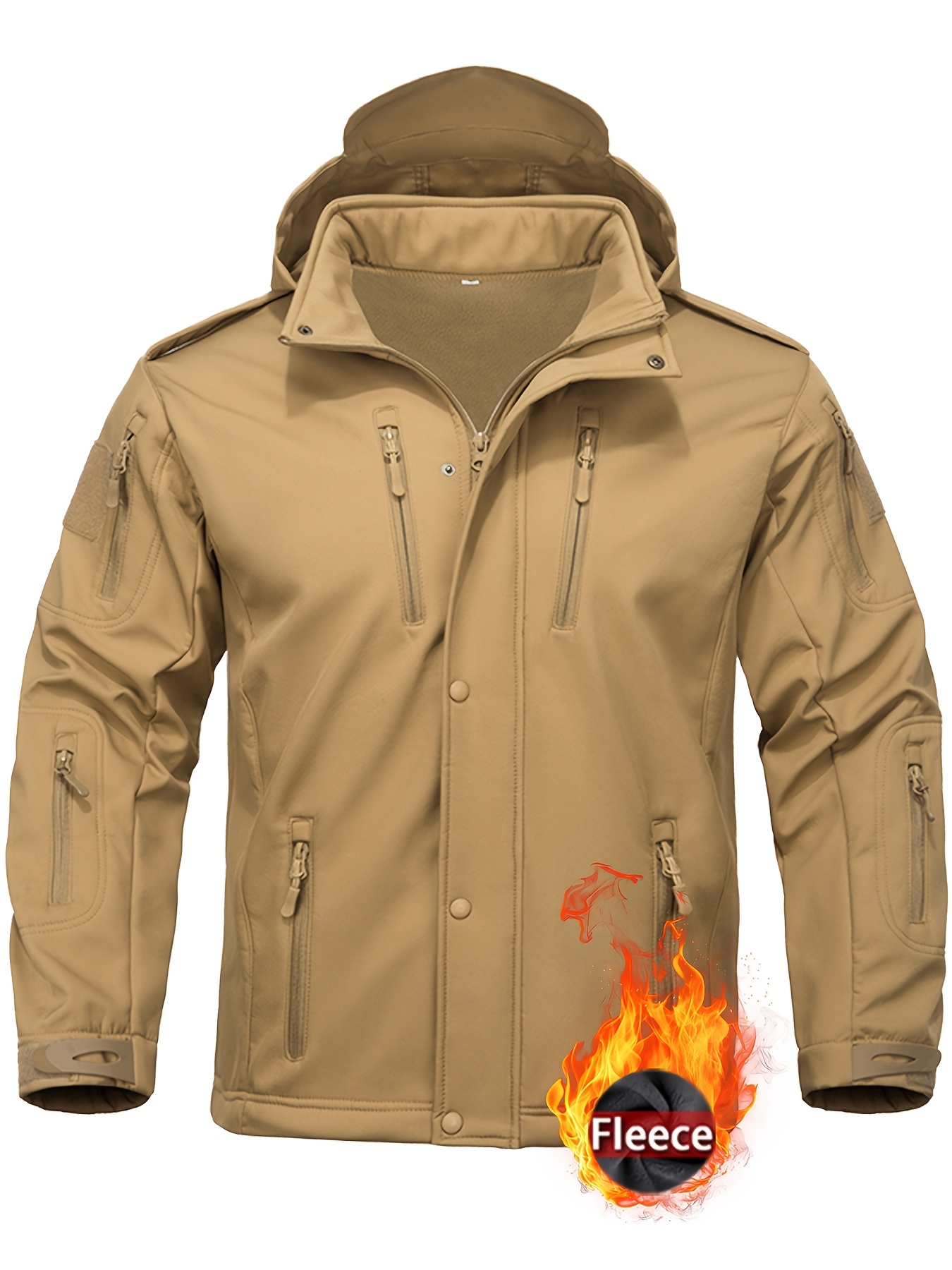 Men's Tactical Fleece Jacket, Windproof Soft Shell Outdoor Hoodie