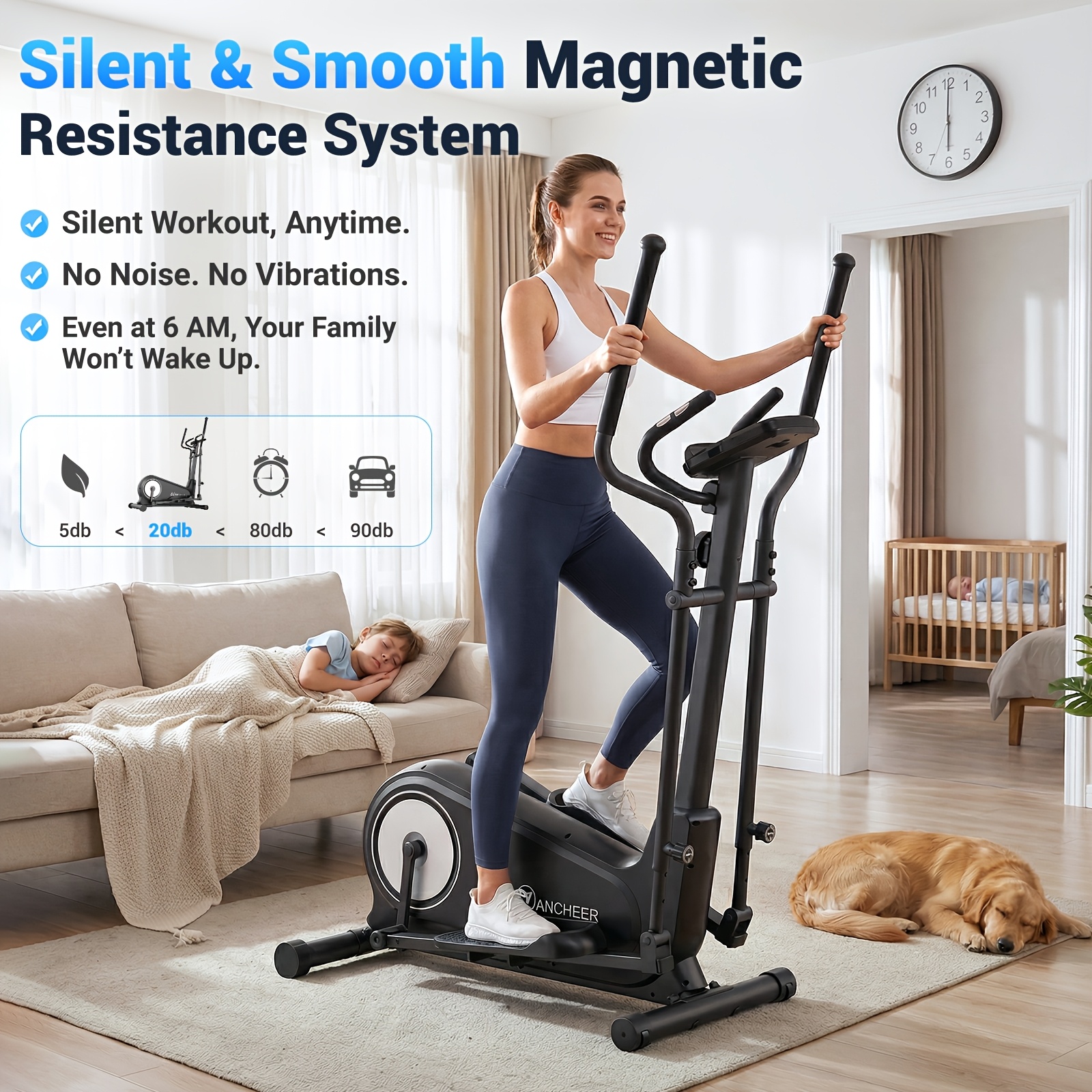 elliptical trainer a home elliptical with an   magnetic   system featuring 16   levels a foldable home elliptical with an lcd display a christmas gift for   Product details 2