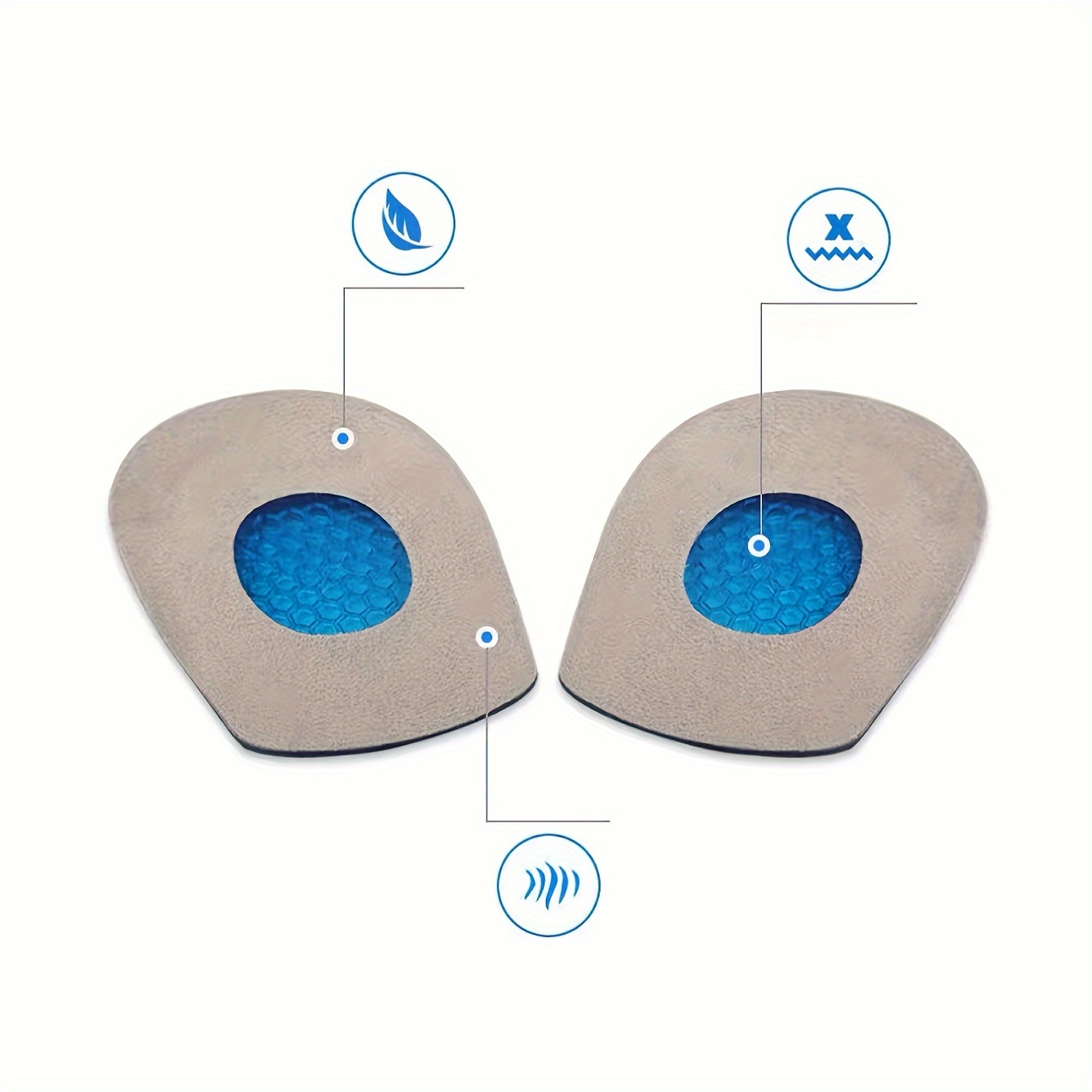 Image of A Pair Of New Winter Plush High-elastic Shock-absorbing Comfortable Insoles With Soft Silicone Heel Protectors, Designed To Heel Spurs And Foot, Suitable For Sports Shoes