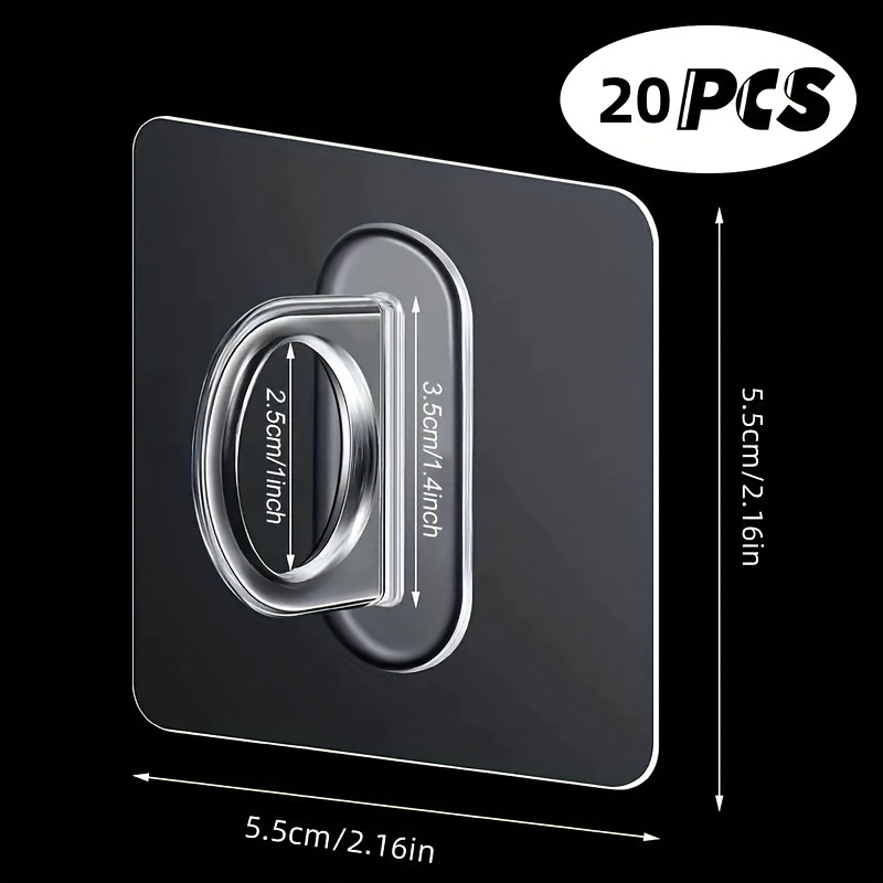 6/10/20pcs Clear Strong Adhesive Hooks - Versatile Wall Mount For Curtain Rods & Lotion Dispensers - Durable, Space-, , Stylish Design, Utility Hooks