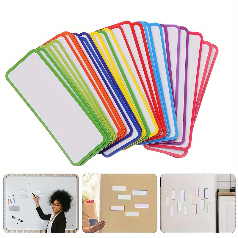 

27pcs 8cmx3cm/3.15x1.18inch Tag Board Erasable Labels Wipe Markers Writable Magnets Dry Erase Refrigerator Message Whiteboard Magnetic Sticker