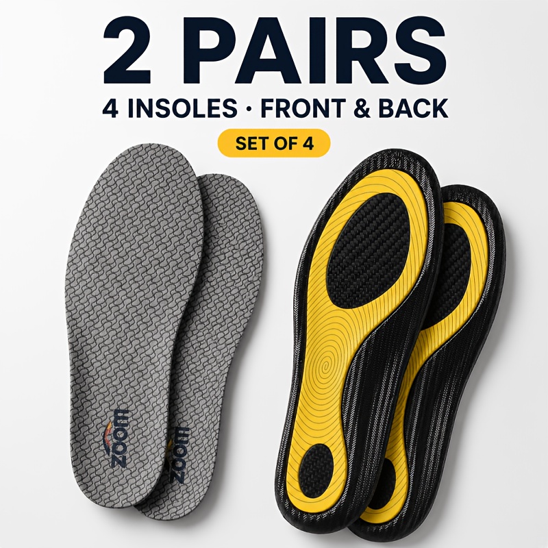 TEMU 4pcs/ Unisex Sports Support Insoles: Built-in Carbon Fiber Plate, Enhances Arch Support, Anti-bending, Anti-torsion, Suitable For Running,