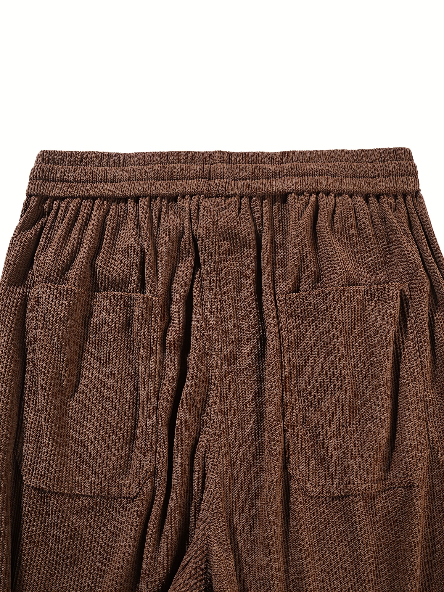 Men's Solid Color Casual Vintage Style Loose Corduroy Trousers