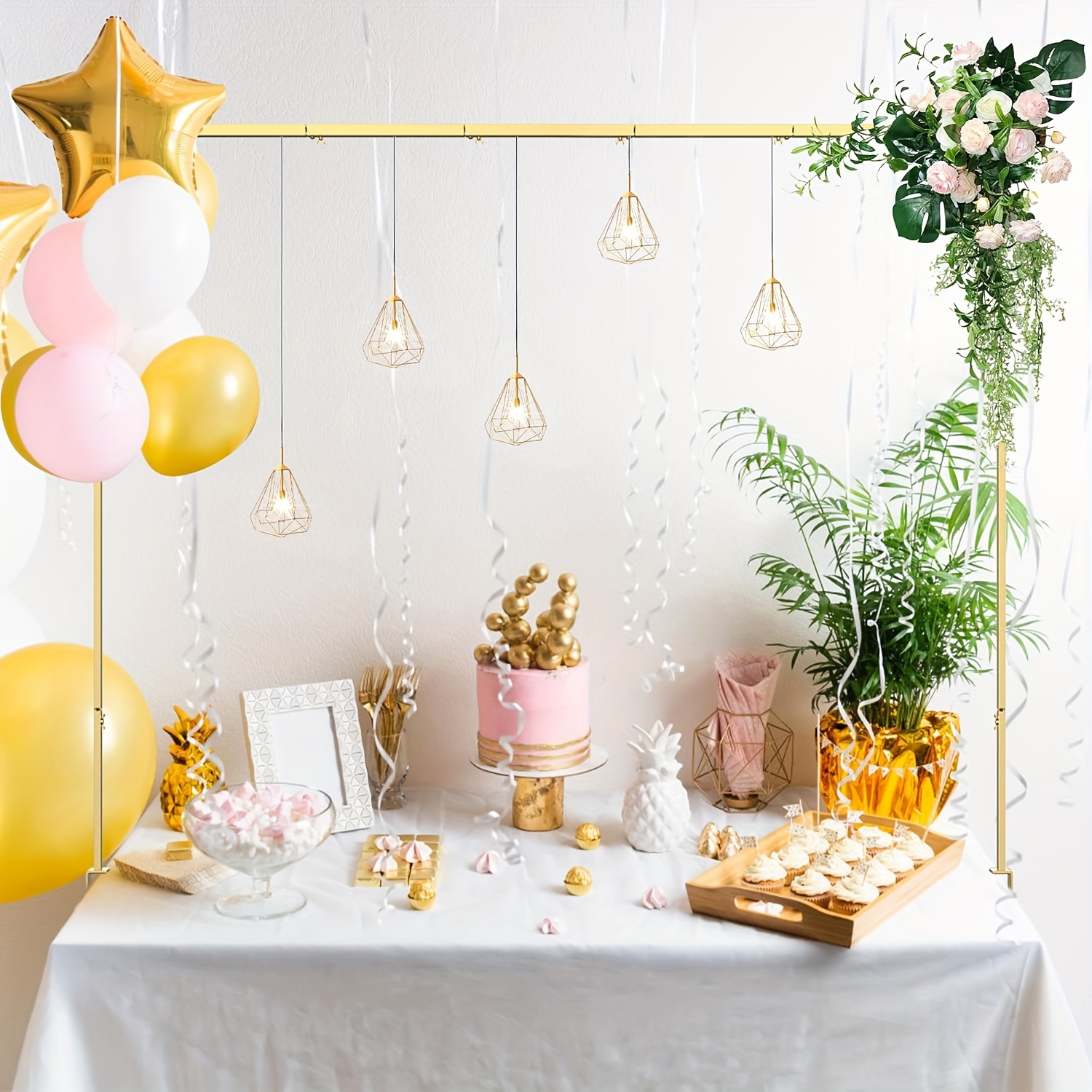 TEMU Adjustable Tabletop Arch Stand With Clamps, Iron Rod Display Holder For Wedding Birthday Party Decor, Versatile Balloon Frame For Christmas