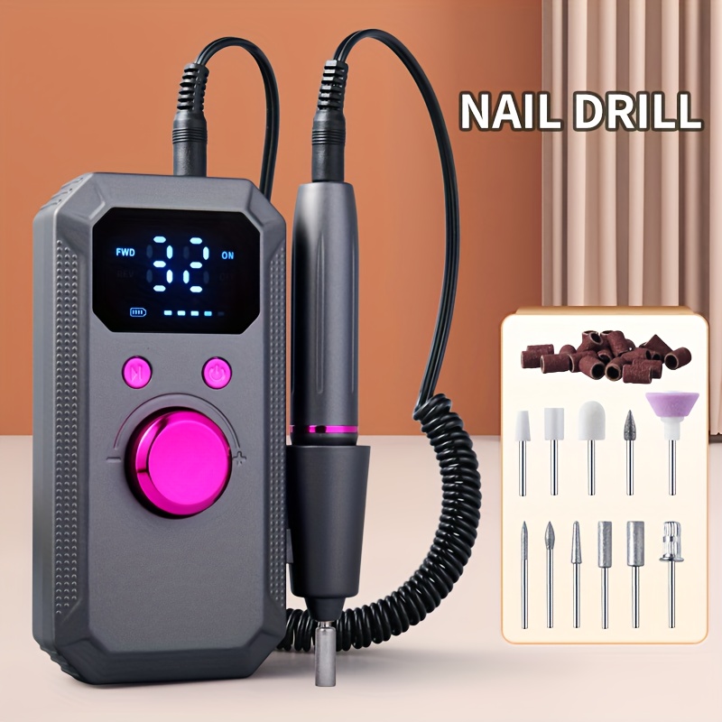 this electric nail grinder is rechargeable and   with 11 grinding heads and 20 sanding rings   high speed salon use at home making it a great gift for