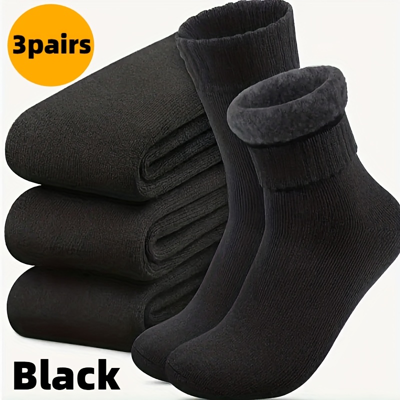 E-shop 3 Paar Herren Frühling Herbst Winter Warme Socken - Verdickte Verstärkte Zehen- und Fersenwaden Wandersocken, Gerippte Socken, Weiche