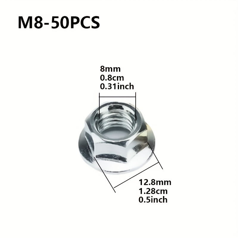 TEMU Tuerca de M6/M8/M10, cubierta de hilo completo para tornillos y pernos, kit de asortimiento, acabado que se o , tuerca antideslizante y tuerca,
