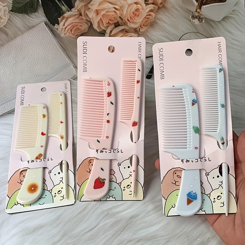 

2pcs/ Set Hair Styling Comb Set, Girls Kids Cute Hair Comb Set, Travel Portable Anti-static Hairdressing Comb, Hair Comb Gift