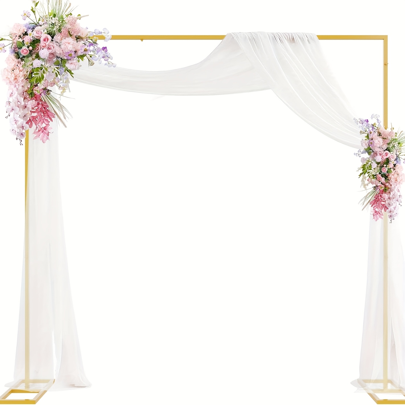 Image of Square Balloon Arch Stand, 6.6x6.6ft Arch, Garden Garden Arches Metal Arch Backdrop Stand For Ceremony Party Birthday Bridal Baby Shower Anniversary Background Decoration