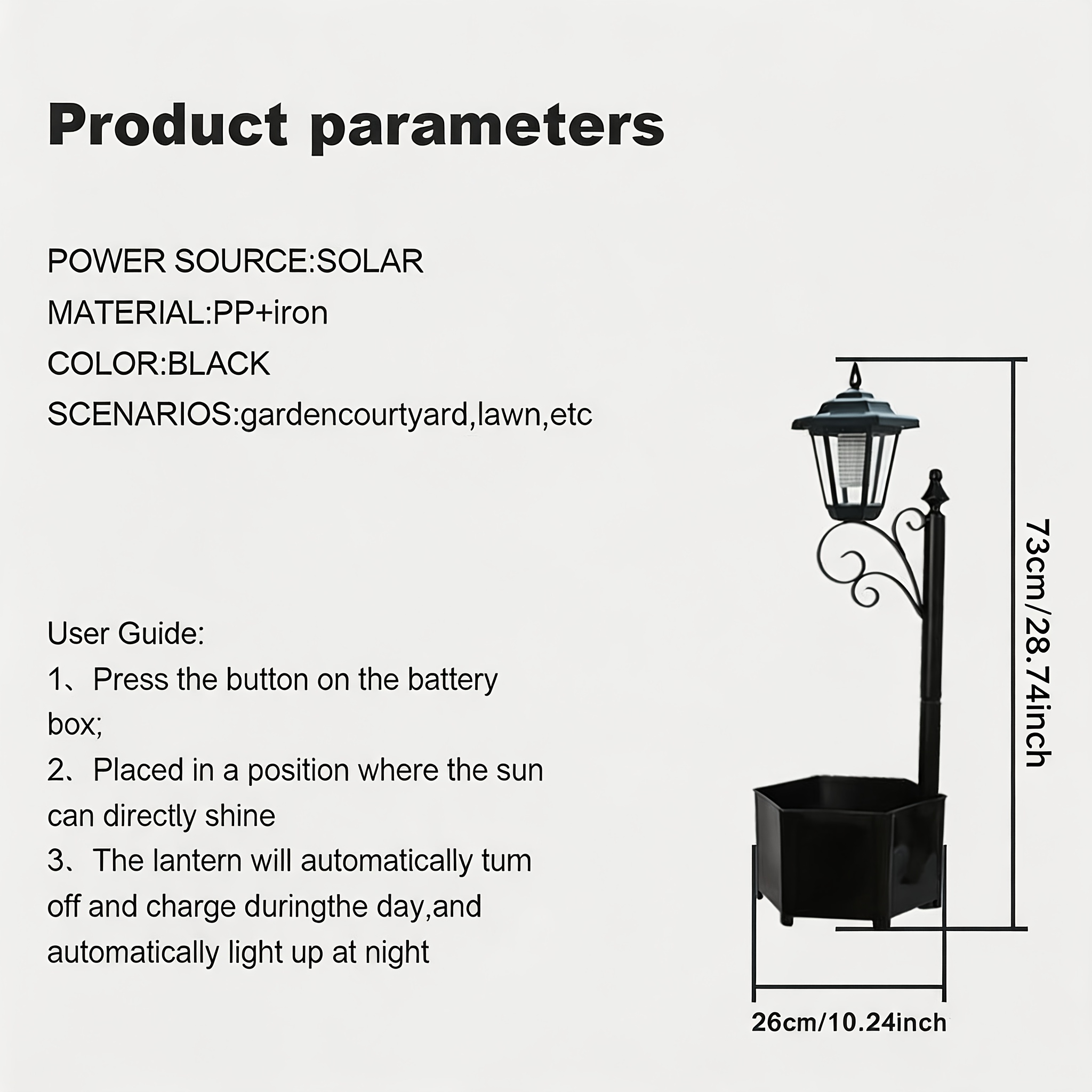 Image of 1pc/2pcs Vintage Solar Garden Lamp And Planter, 28.74inch Tall Auto Dusk Sensor Outdoor Lamp Post With Flower Pot, Warm White Led For Patio Yard Decor