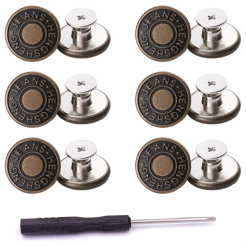 

12-Pack Boutons de Jeans en Métal Bronze, Rivets Amovibles Couture de 17mm avec Tournevis, Kit de Réparation Facile à Installer pour le Denim