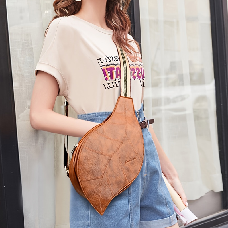 Vintage Chic Crossbody Sling Bag - Adjustable Strap, Buckle Closure, Edge Paint Detailing, Polyester Lining - Stylish, Versatile, and Spacious Shoulder Bag for Travel, Everyday Use, and Occasions