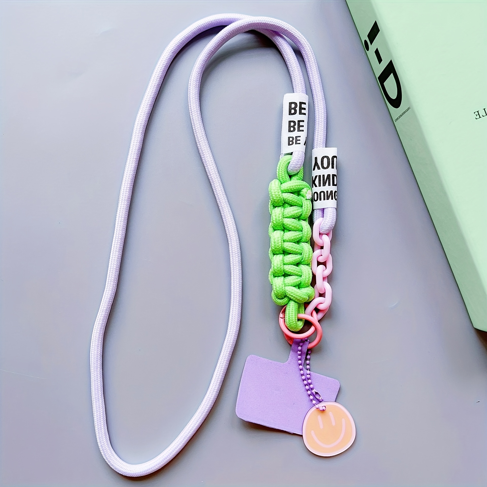 Image of Fashion Phone Lanyard With Acrylic Chain Decoration, Colorful With Happy Face Decoration, Durable And Creative Smartphone Anti-lost Additions, Device Holder, Phone Additions