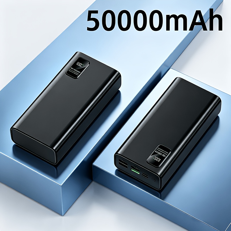 TEMU 50000mah Large Capacity External Battery, Fast Charging Power Bank, Usb Type-c Ports, Lanyard, Emergency Power For Outdoor Activities