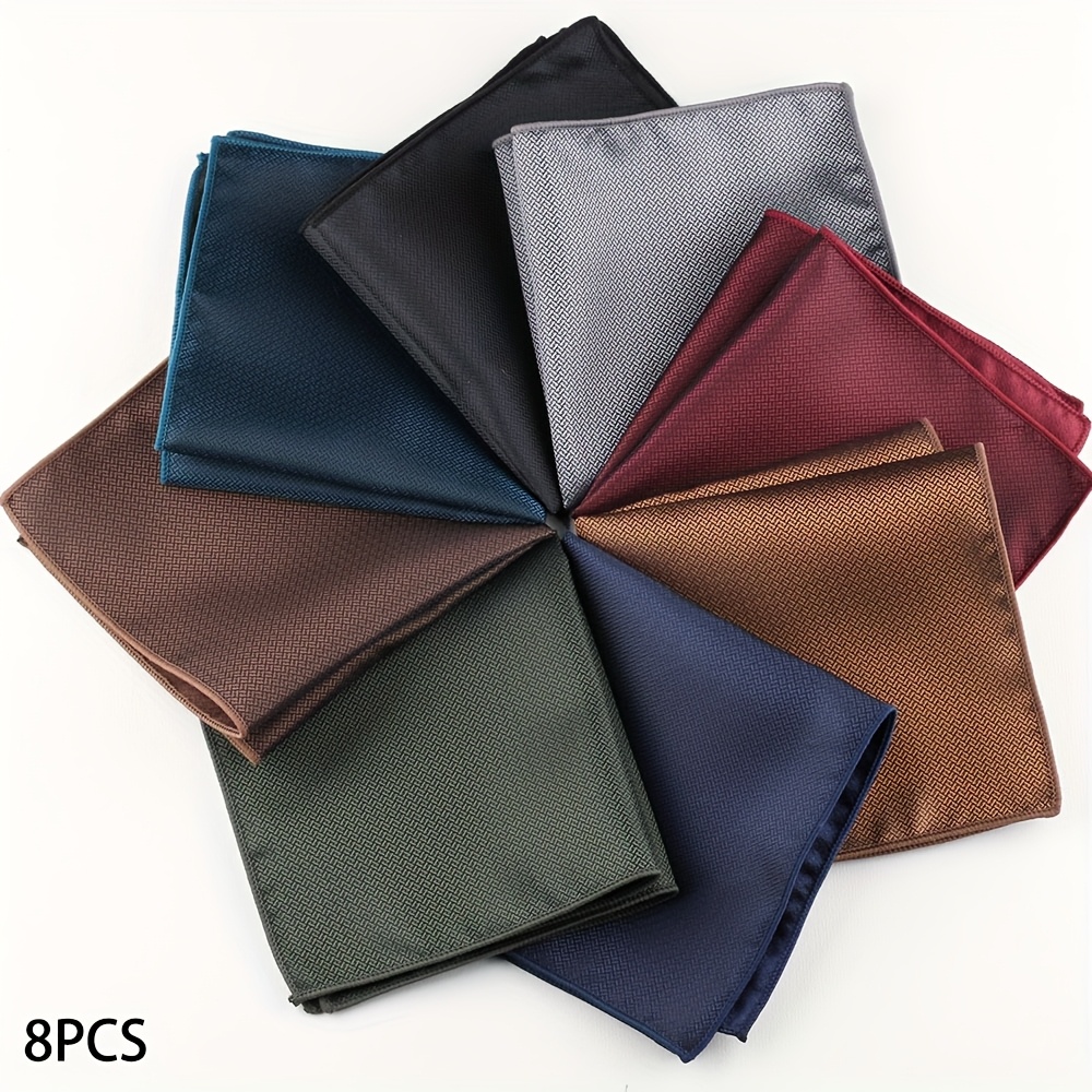Image of An 8pcs Set Of Men's Suit Pocket Squares Suitable For Occasions - Soft, Absorbent, And Stylish, Perfect For Graduations, Formal Events, Casual Outfits, And Elegant Gift